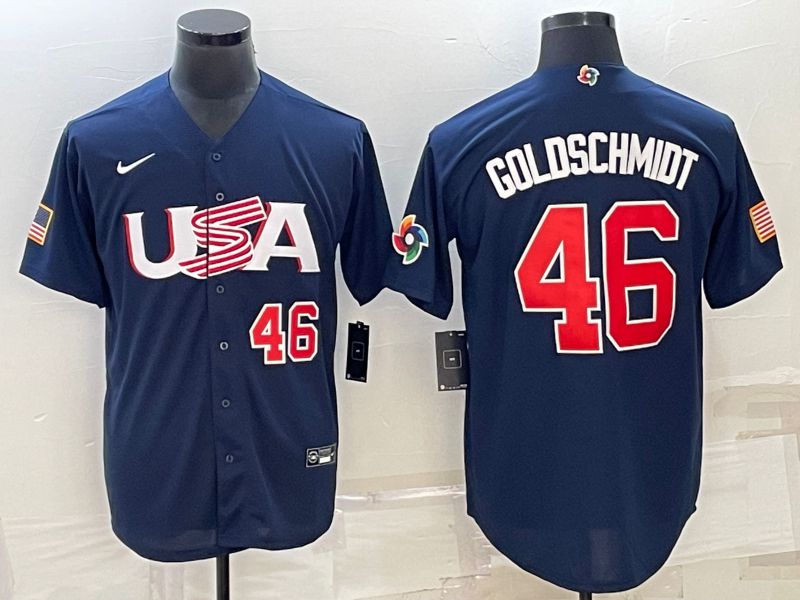 Men 2023 World Cub USA #46 Goldschmidt Blue Nike MLB Jersey3->more jerseys->MLB Jersey